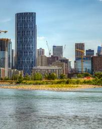 Calgary downtown over water